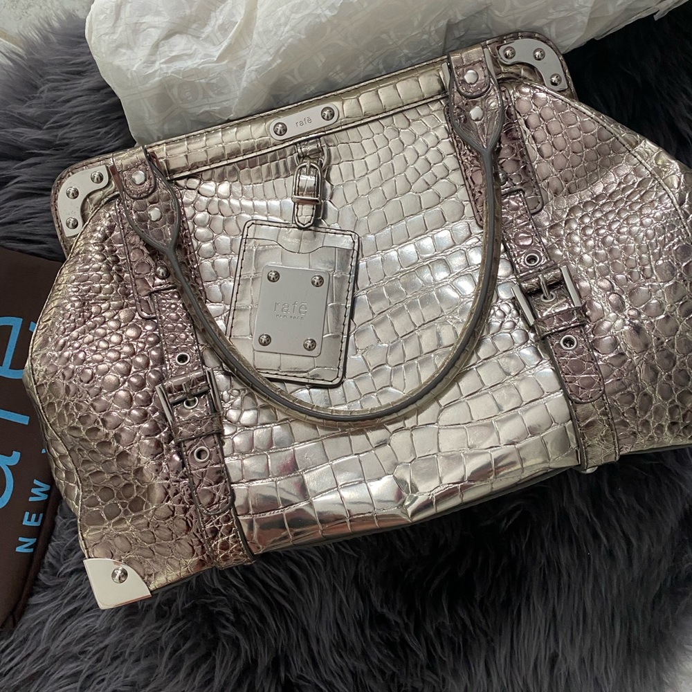 Rafe Designer, Super Rare Vintage Crocodile Silver Purse. Never Used. NWT.